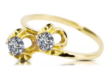 Anneau Zircon Or jaune 14 carats Style vintage vrc266y